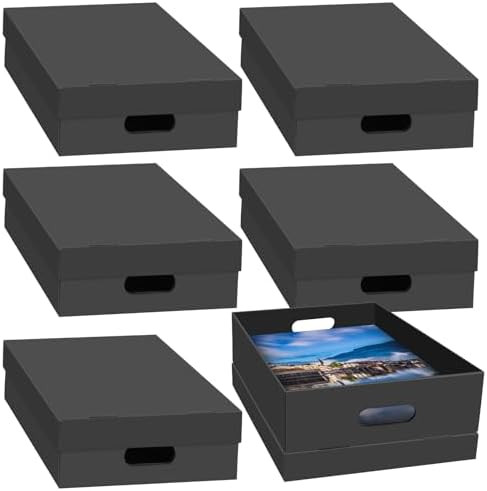 6PCS Photo Storage Box,14.8“ x 12.2“ x 3.9“ Photo Keepsake Storage Box Sturdy Picture Box Store and Protect Pictures,Documents Black by aopule