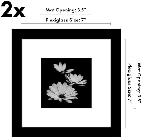 Americanflat 7x7 Picture Frame 2-Pack - Matted to 4x4 - Black - Image 2