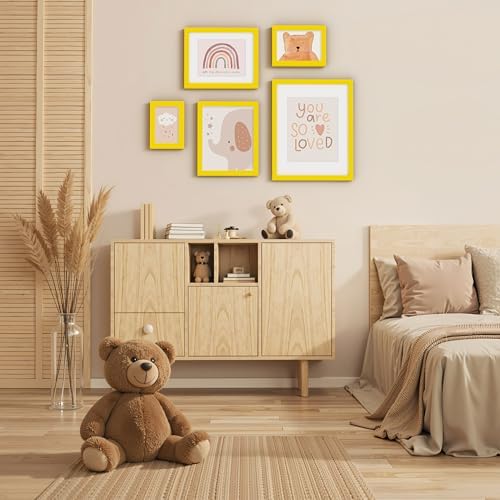 Vittanly 11x14 Picture Frame Made of Solid Wood for Wall & Tabletop, Yellow - Image 6