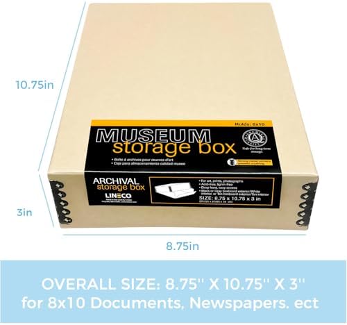 Lineco Drop Front Archival Storage Box, 8.75x10.75x3 in, Tan, 2 Pack - Image 2