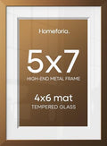 Homeforia 5x7 Bronze Picture Frame, High-End Metal, 4x6 Mat, Glass by Homeforia