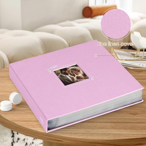 Lanpn 2 Packs Scrapbook Photo Album 12x12, Linen Window Design Cover Top Load 3 Ring Folder Binder Photo Book Photobook 12 x 12 inch with 30 Plastic Sleeves 60 Pages (Pink) - Image 3