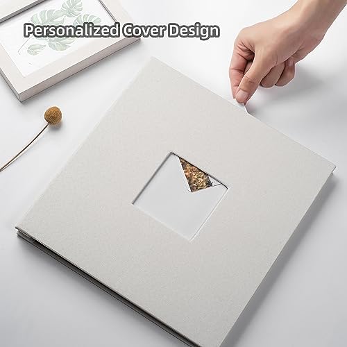 Photo Album Self Adhesive Scrapbook Album for 4×6 Pictures DIY Magnetic Linen Cover Album 15 Sheets/30 Blank Pages for Family Wedding, Birthday, Christmas, Anniversary (White) - Image 2