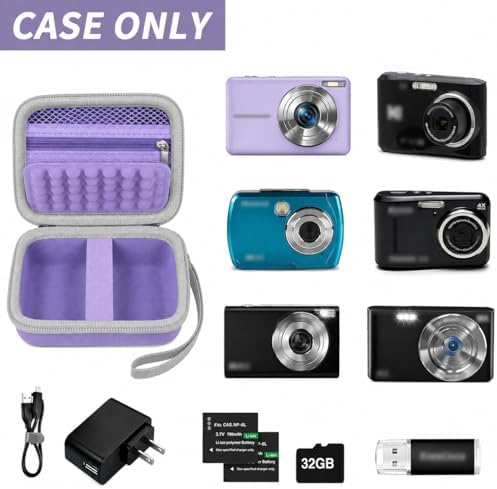 Digital Camera Case for CAMKORY/for Kodak Pixpro/for VAHOIALD/for Sony DSCW800 830/ for Canon PowerShot 180 190. Kids Vlogging Cameras Storage Holder for Accessories (Box Only)-Purple - Image 2