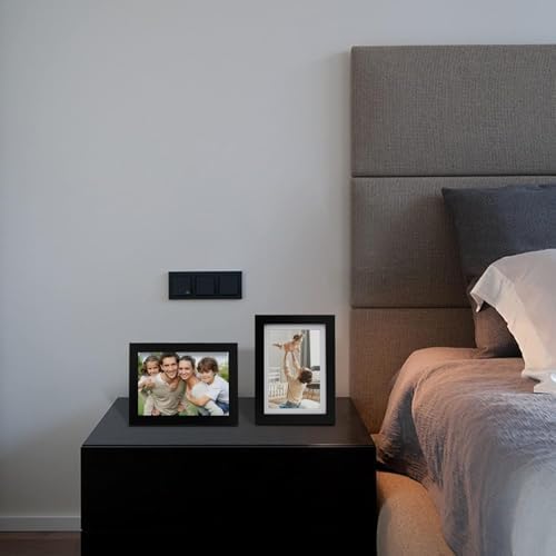Egofine 6x8 Picture Frames Set of 4, Made of Solid Wood Covered by Plexiglass 4x6 and 5x7 with Mat or 6x8 whitout Mat, for Table Top Display and Wall Mounting Photo Frame Black - Image 5