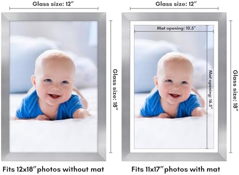 Americanflat 12x18 Poster Frame - Matted to 11x17 - Silver - Image 2