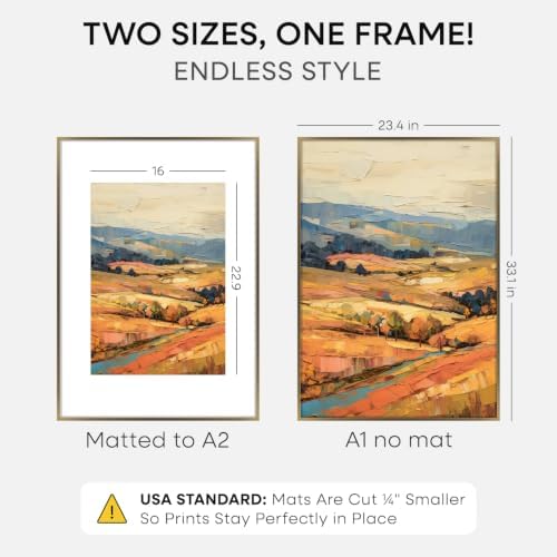 Homeforia A1 Bronze Poster Frame, High-End Metal, A2 Mat, Glass - Image 2