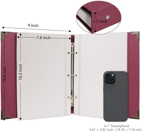 Vienrose 3-Ring Self-Adhesive Photo Album 9x10.6 In, 40 Pages, Red - Image 6