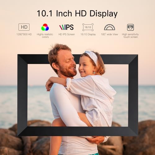 Anna Bella Digital Picture Frame 10.1 Inch IPS HD Touch Screen WiFi Smart Digital Photo Frame with 32GB Storage, Auto-Rotate, Easy Setup to Share Photos or Videos Remotely via AiMOR APP Black - Image 3