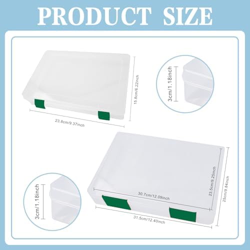 12 Pcs Clear Paper Storage Box, Green, 12.4 x 9.84 x 1.18 Inches - Image 2