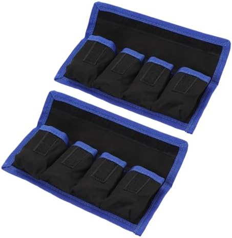 PATIKIL Camera Battery Pouch Cases, 4 Pocket Nylon DSLR Battery Case Holder Storage Bag for AAA, LP-E6, LP-E8, NP-FW50, EN-EL14, EN-EL15 Batteries (Blue) by PATIKIL