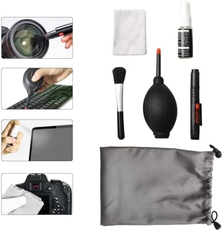 6 in 1 Camera Cleaning Kit, 6 in 1 Dust Swiping Air Blower Brush Pen Cloth Cleaning kit, Lens Cleaning Tool with Portable Storage Bag for Digital Video Camera Computer Phone Screen Lens - Image 2