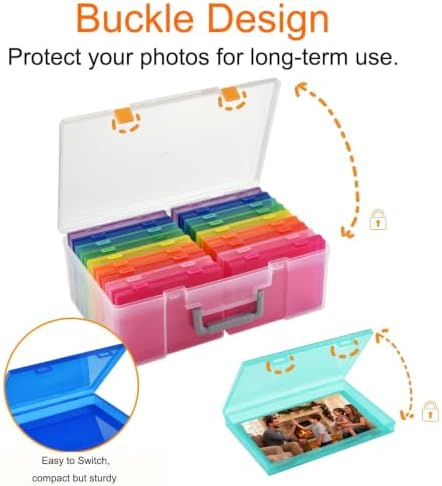 Photo Storage Box 5 x 7 Inches, 18 Inner Extra Large Photo Boxes with Dividers, Colorful Acid-Free Photo Storage Containers with Handle, Photo Organizer Craft Keeper for Photo, Craft, Stamp etc - Image 7