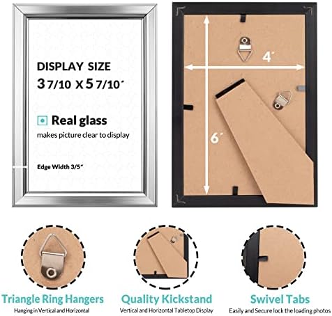 LaVie Home 4x6 Picture Frames (6 Pack, Silver) Simple Designed Photo Frame with High Definition Glass for Wall Mount & Table Top Display, Set of 6 Classic Collection - Image 4