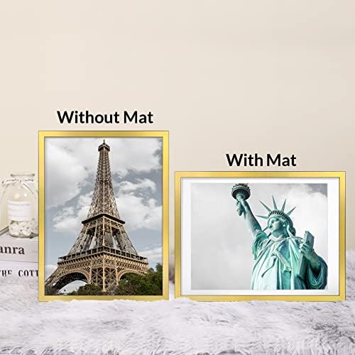 12x16 Picture Frame Set of 6, Display Pictures 11x14 with Mat or 12x16 Without Mat,Wall Gallery Photo Frames, Polished Gold - Image 2