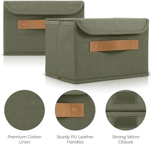 Decorative Linen Storage Boxes with Lids - Spacious Set of 2 Organizer Bins - Image 5