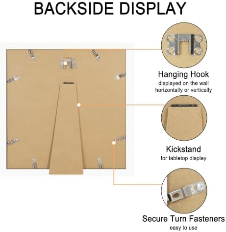 12x12 Picture Frame Set of 4 with Real Glass, Wall & Tabletop Display - Image 6