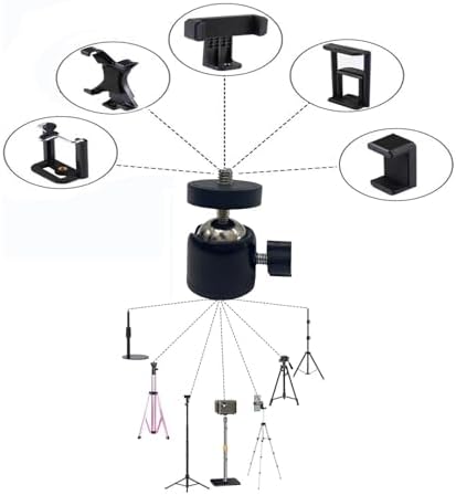 Universal 1/4" Swivel Mini Ball Head Tripod Mount, Black, 10-Pack - Image 2