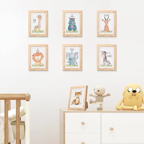 upsimples 5x7 Picture Frame Set of 10, Display Pictures 4x6 with Mat or 5x7 Without, Multi Photo Frames Collage for Wall or Tabletop Display, Natural - Image 2