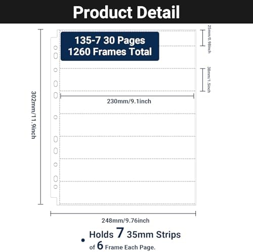 30pcs 35mm Film Holder 135-7, Acid Free Film Negative Sleeves, 35mm Negative Sleeves for Film Negative Storage, Up to 1260 Frames - Image 2