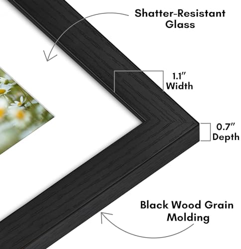 Americanflat 12x15 Picture Frame - Matted to 9x12 - Engineered Wood - Black - Image 3
