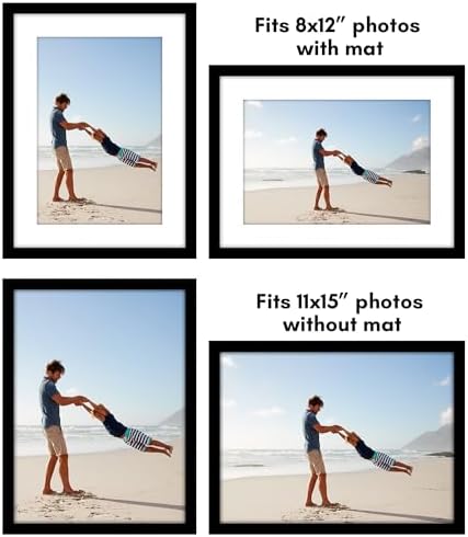 Americanflat 11x15 Picture Frame 5-Pack - Matted to 8x12 - Black - Image 6
