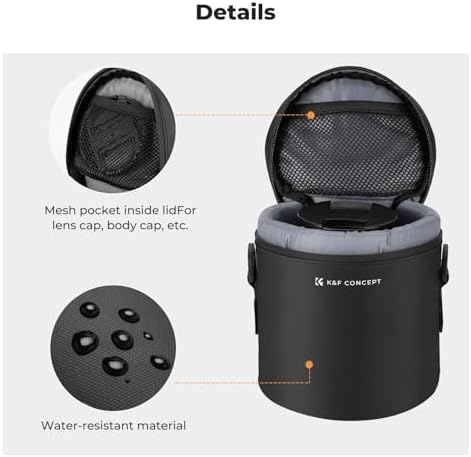 K&F CONCEPT Camera Lens Case, 3-Way Carry Pouch for Lens with Air Blower - Image 5