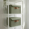 Decorative Linen Storage Boxes with Lids - Large Set of 2 Organizer Bins by ZICOTO