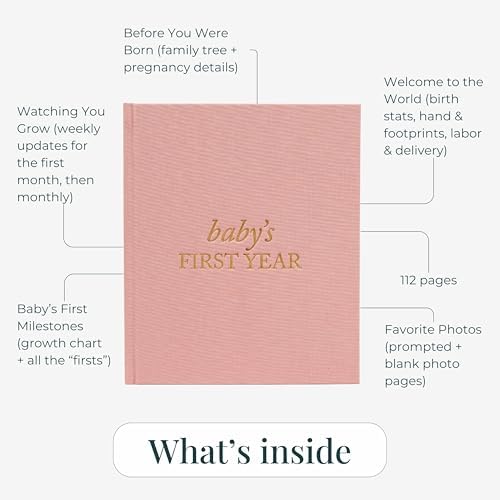 Duncan & Stone Baby Book First Year Memory Keepsake, Linen, Lilac - Image 4