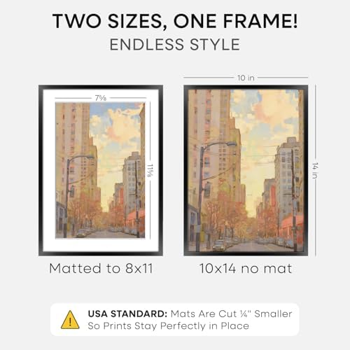 Homeforia 10x14 Black Picture Frame, High-End Metal, 8x12 Mat, Glass - Image 2