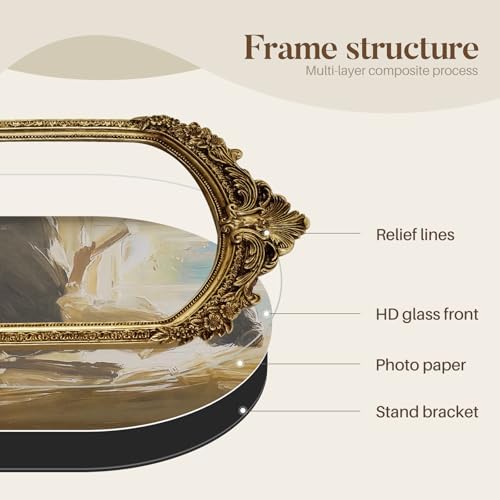 Cuspin 8x10 Vintage Arched Picture Frame Ornate Gold Resin Photo Frame - Image 6