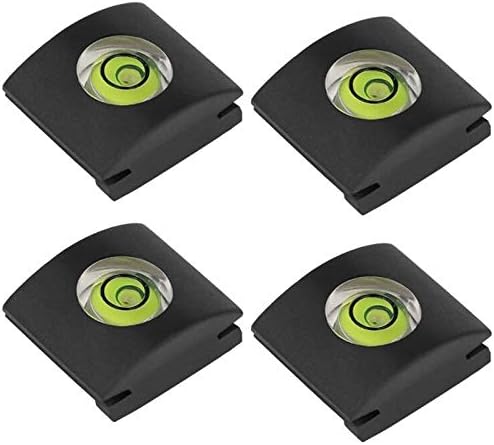 ChromLives 4Pack Camera Hot Shoe Cover Level with Spirit Level Bubble, Universal Fit for DSLR Cameras, Black Rubber, Wall Mount by ChromLives
