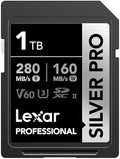 Lexar 1TB Silver PRO SD Memory Card, 280MB/s Read, 4K, V60, U3, UHS-II by Lexar