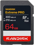 SANDISK 64GB Extreme PRO SDXC UHS-II Memory Card - C10, U3, V60, 6K, 4K UHD, Read Speed up to 300MB/s - SDSDXEM-064G-GN4IN by Unknown