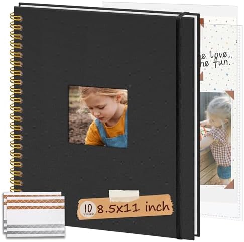 Window Cover Scrapbook Album 8.5x11 in, 10 Sleeves Black by Hiwhy