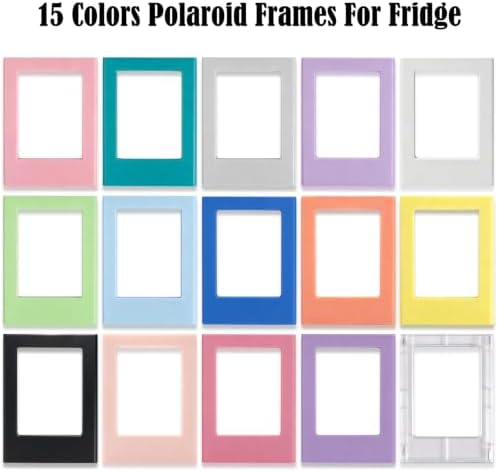 15Packs Magnets Polaroid Picture Frame,3.54x2.56 Fuji Instax Mini Photo Frames for Fridge,15Color Small Magnet Picture Frame - Image 2