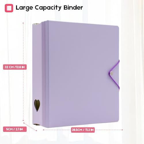 A4 Kpop Photocard Binder, 4 Ring Binder Photo Album for Fujifilm Instax Mini Camera Polaroid Printer Photo Film, 2x3 inch Kpop Photocard Holder Book with 25 Pages 9 Pocket (Purple) - Image 2