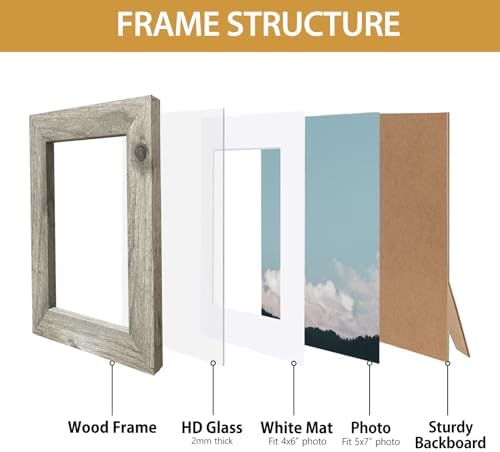 Califortree Grey 5x7 Picture Frame - Display Photos 4x6 with Mat or 5x7 Without Mat, Wall Mounting or Tabletop Display - Set of 2 - Image 4