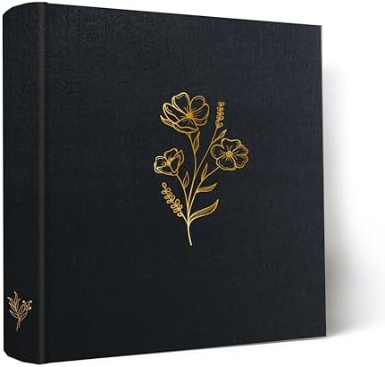Holoary Photo Album 4x6 200 Photos, 200 Pockets 4”x6” Picture Album, Linen Fabric Cover Big Picture Book for Photos with Writing Area, 4x6 Photo Albums for Family Weddings Travel Memories(Black) by Holoary
