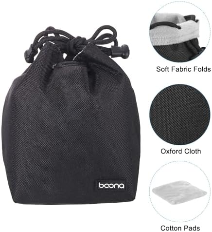 PATIKIL Soft Drawstring Lens Case, Lens Pouch Bag with Cotton Pad 5.91" x 3.94" Thick Fleece Cloth Camera Lens Bag for SLR Lens Water Cups, Black - Image 3