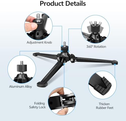TONYBOO Monopod Tripod Base, Heavy Duty Aluminum Monopod Support Feet with 3/8-Inch Screw, Foldable Desktop Mini Tripod Stand for DSLR Camera, Stabilizer, Camcorder, Outdoor Photography-TM-5 - Image 3
