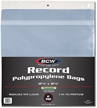 BCW Resealable 33 RPM Record Bags - Snug Fit, Crystal Clear | Archival Safe Vinyl LP Sleeves with Resealable Adhesive Flap | Holds Single & Double LPs | Polypropylene by BCW