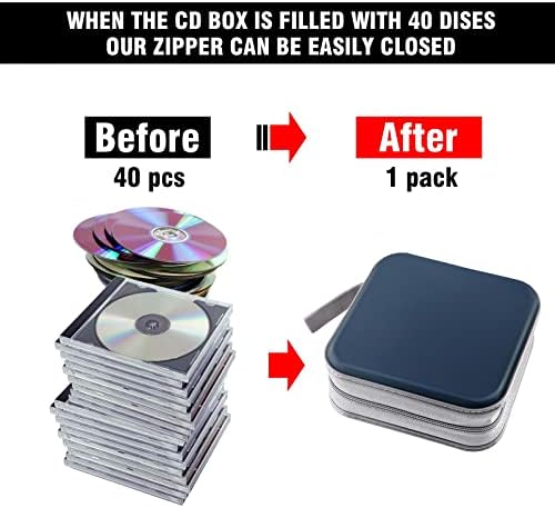 40‑Capacity Hard Plastic CD/DVD Binder for Car, Home & Travel - Image 4