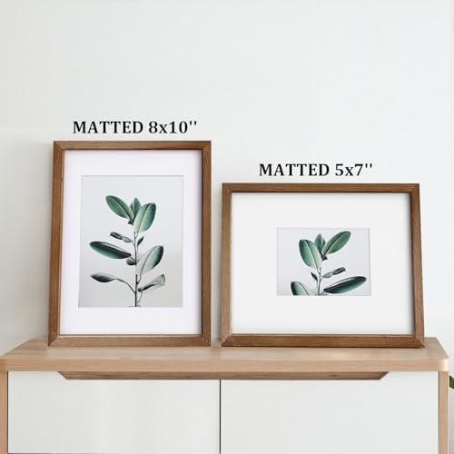 Egofine 11x14 Picture Frames Set of 4, Made of Solid Wood Covered by Plexiglass 5x7 and 8x10 with Mat or 11x14 without Mat, for Table Top Display and Wall Mounting Photo Frame,Walnut Brown - Image 5