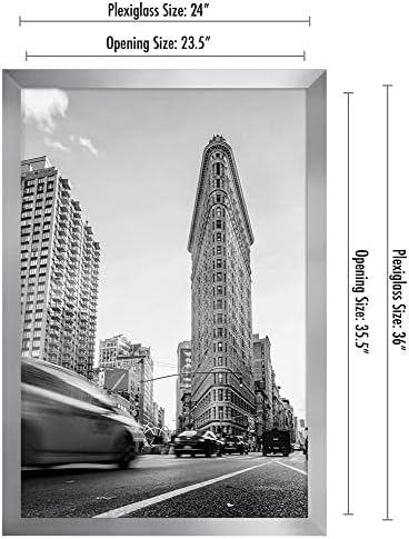 Americanflat 24x36 Poster Frame - Silver Engineered Wood with Polished Plexiglass - Wide Picture Frame for Vertical or Horizontal Wall Display - Epic Collection - Silver - Image 2