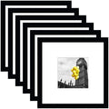 8x8 Picture Frame Set of 6, Display Pictures 4x4 with Mat or 8x8 Without Mat, Tabletop Display and Wall Hanging Photo Frame, Collage Wall Decor Gallery Wall Frame Set, Black by BSRHOME