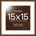 Homeforia 15x15 Brown Oak Picture Frame, High-End Wood, 11x11 Mat, Glass by Homeforia