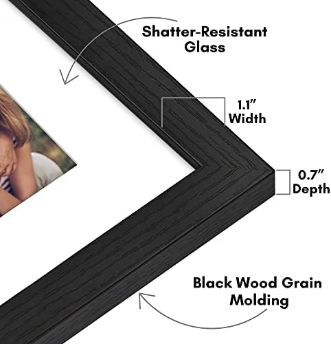 Americanflat 8x10 Picture Frame - Matted to 5x7 - Engineered Wood - Black - Image 3