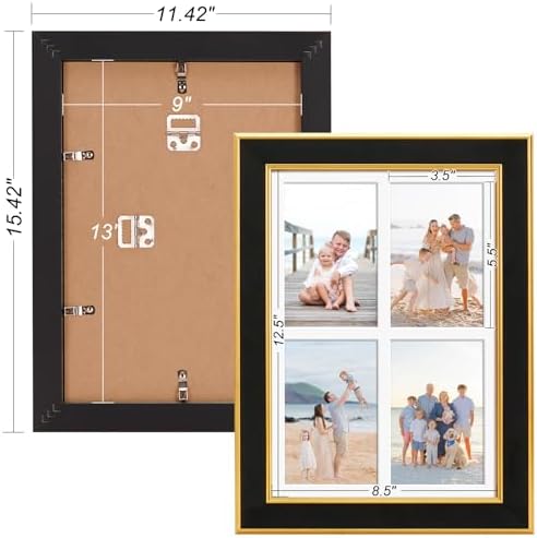 Suede 9x13 Picture Frame Display 4 Opening Picture Frames Collage 4x6 Wall Decor with Mat,Multi Photo Frame for Plexiglass,Wall Decor,1Pack,Black - Image 4