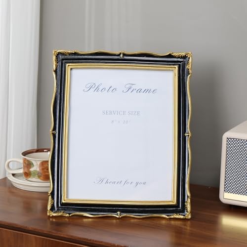 Cuspin 8x10 Picture Frame Black Gold Vintage Ornate Textured Resin Frame - Image 2